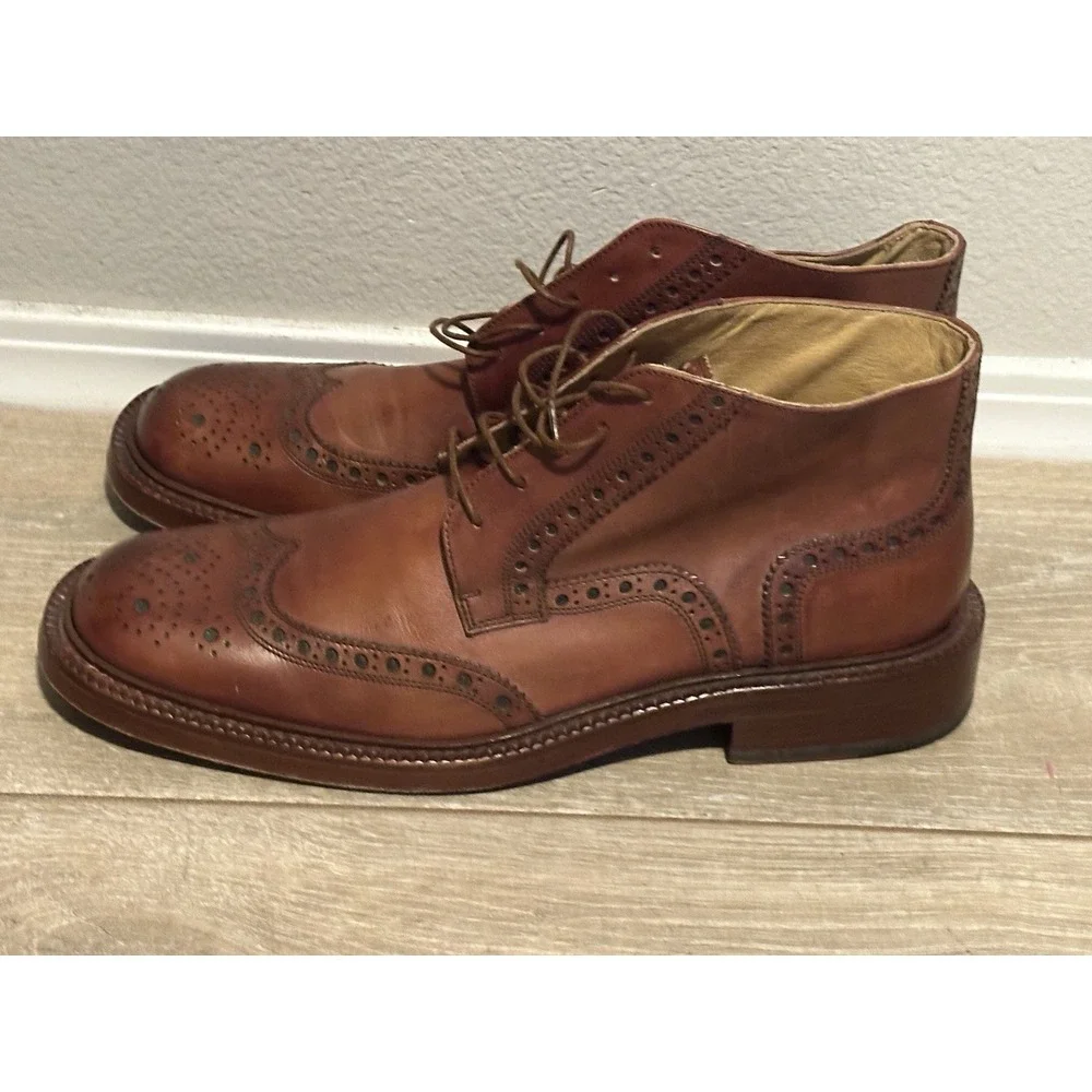 Dino Corvari Men's‎ brown Wingtip Leather Chukka Boots Size 10 Handmade in Italy